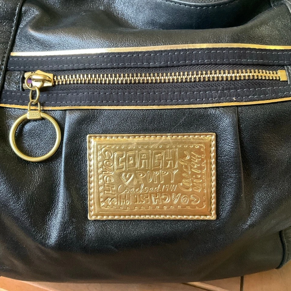 Hobo vintage Coach Poppy negro dorado usado en excelente estado Foto 3 de 4