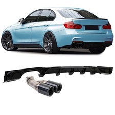 Heckdiffusor Glanz + Endrohr Doppelrohr Black f�r BMW F30 F31 316i 318i 320i