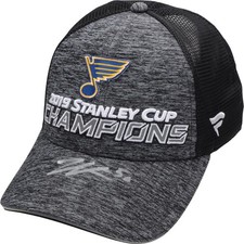 Jordan Binnington Blues 2019 Stanley Cup Champions Signed Locker Room Hat