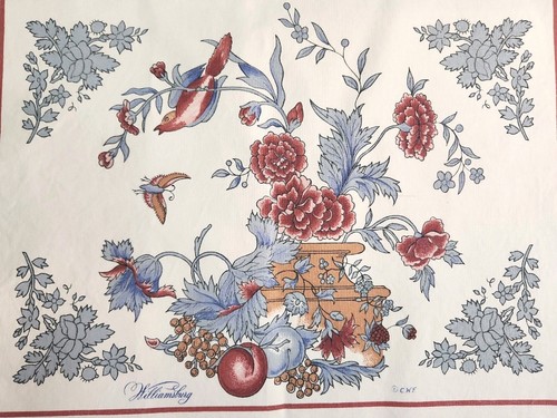 Vintage Williamsburg Potpourri cloth placemat by Wedgwood 12.5x17