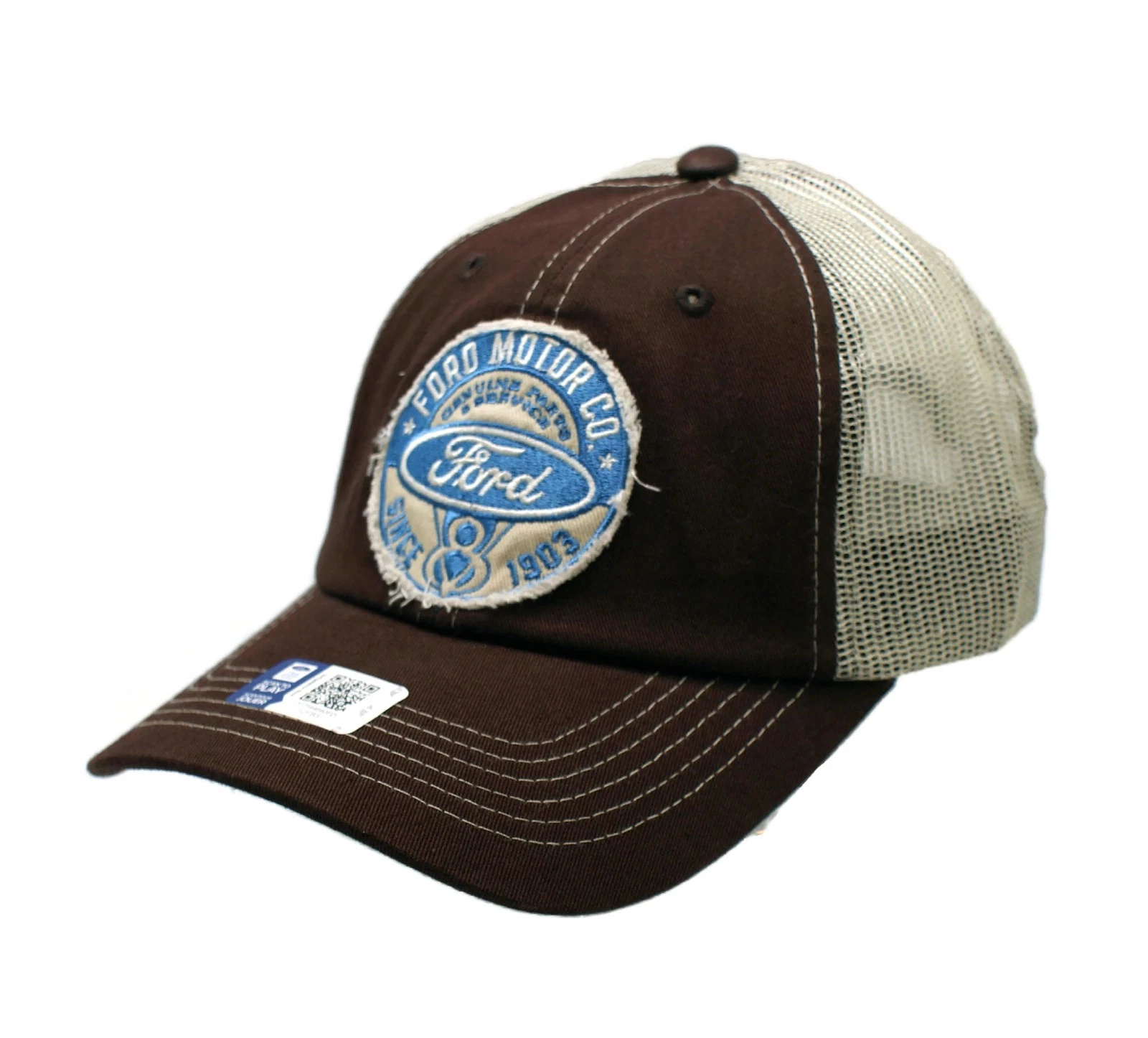 Hat - Ford Motor Company Distressed Patch Mech Back Trucker Cap