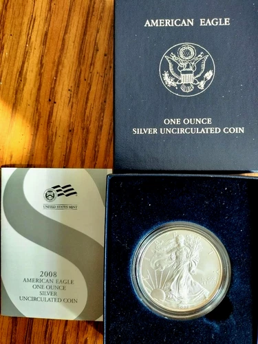 2008-W American Silver Eagle Burnished 1 oz .999 US Mint $1 Coin OGP  'PRISTINE'