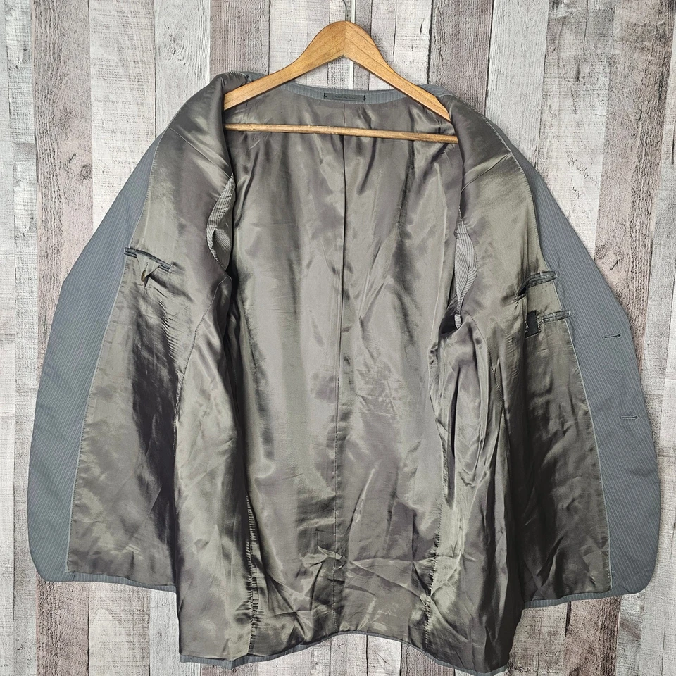 Tallia est 1893 Gray Stripe Suite Coat 100% Wool Men's 48R Pants 42 x 30 Gift - Image 3 of 4