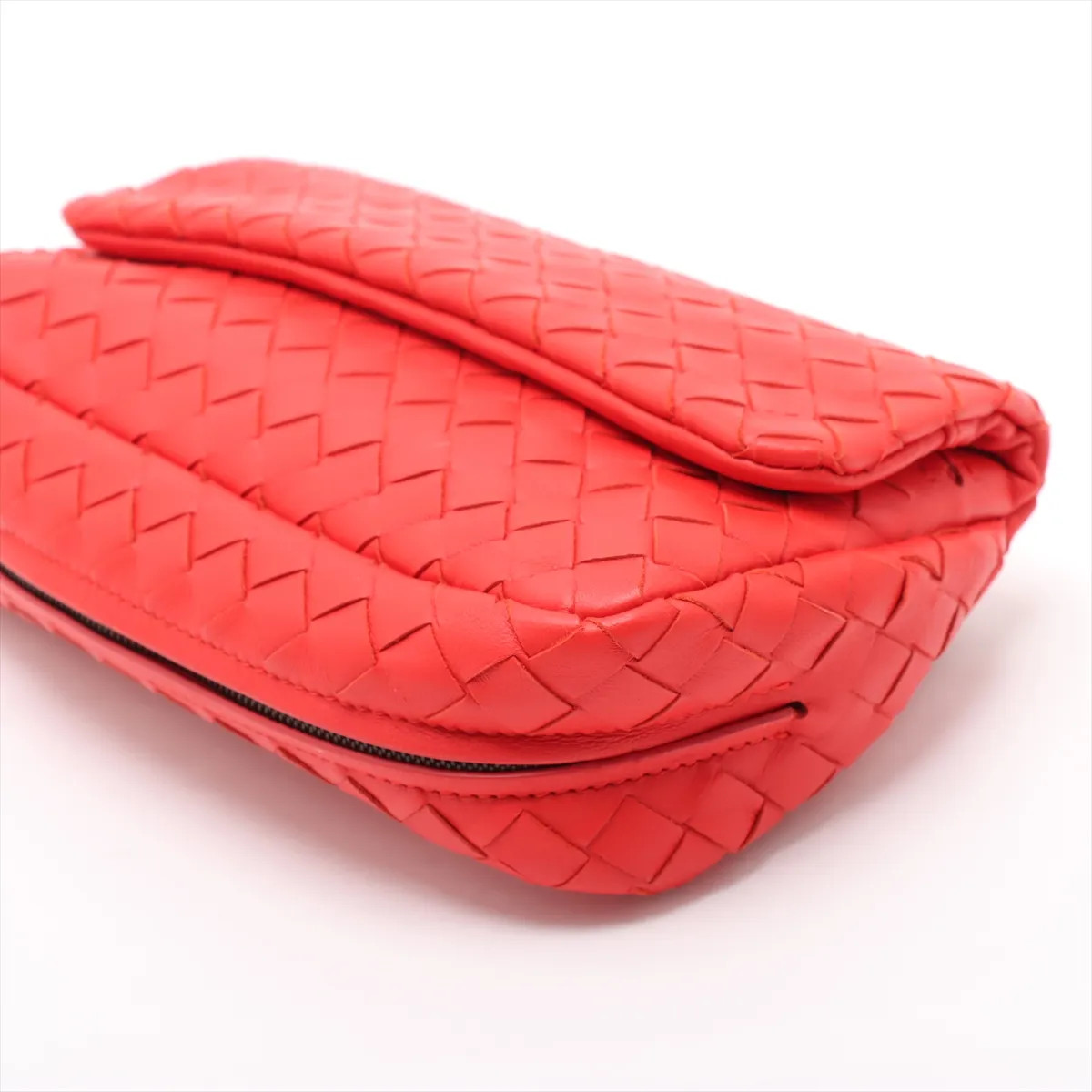 Bottega Veneta Intrecciato Leather Chain Shoulder Bag Red thumbnail 3