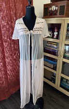 VTG SEARS INNER MOST PINK NYLON CHIFFON SHEER OPEN FRONT ROBE Sz Small