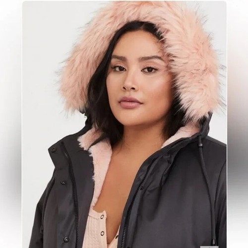 Grey Twill & Pink Faux Fur Trim 3-In-1 Parka 13744327 - Picture 2 of 7