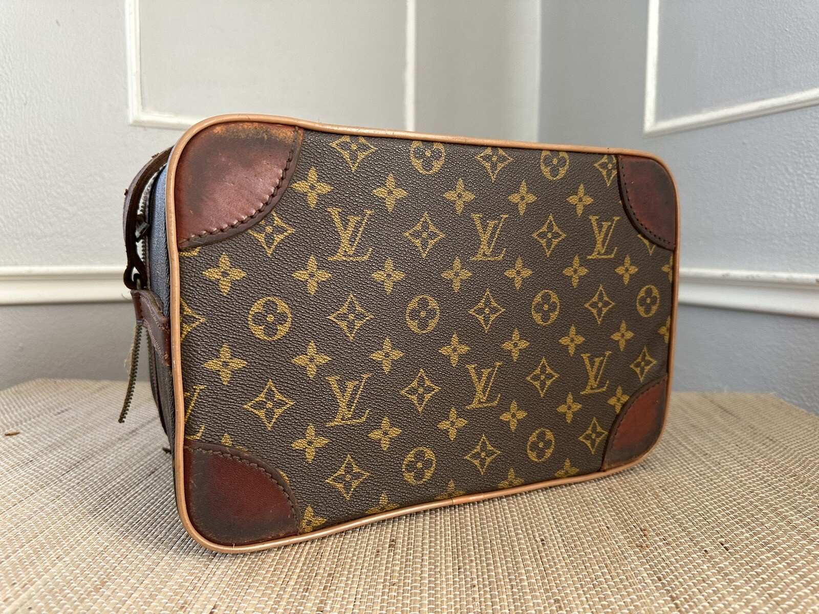 Louis Vuitton Set 2 Vintage Monogram Train Trunk Cosmetic Cases