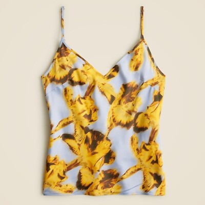 J. Crew Saffron Floral Drapey Camisole Womens XS Gray 90's-Inspired Coastal NWD