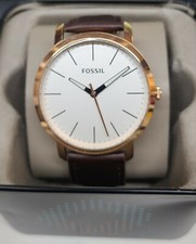 Fossil BQ2371 Luther White Dial Brown Leather Strap Men's Watch