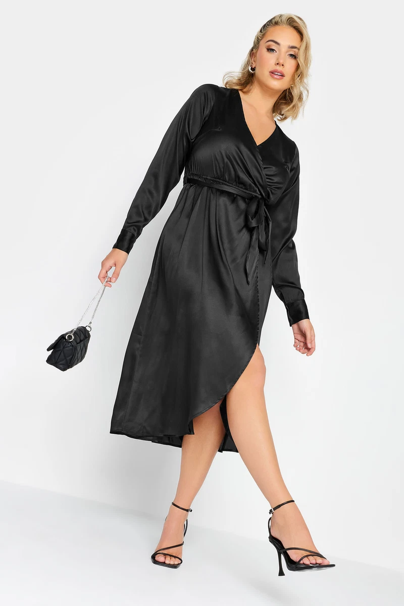 Black wrap dress cheap plus size uk
