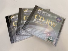 Memorex CD-RW Platinum Discs 650 MB 74 Min 2x 4x Rewrite Speed Lot Of 3 -NEW
