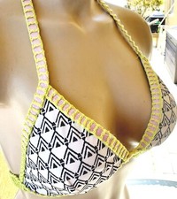 Victorias Secret Rare Vintage Swim Bikini Top L wirefree plunge halter ribbons