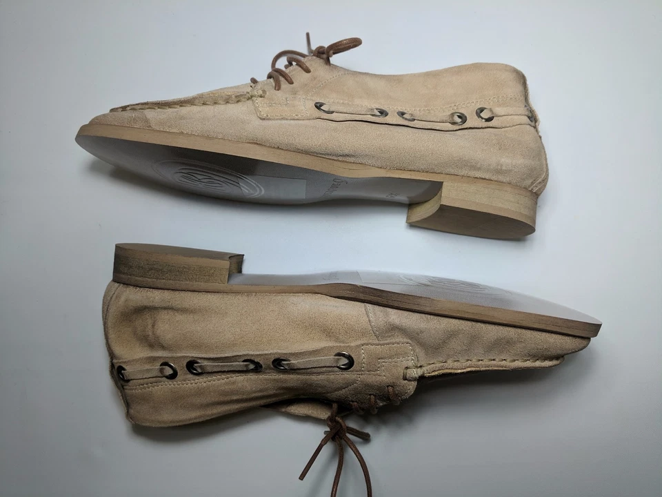 NUEVO BOUTIQUE 9 ZAPATOS PLANOS MOCASÍN BEIGE GAMUZA CON CORDONES PARA MUJER - TALLA 6,5 Foto 3 de 4