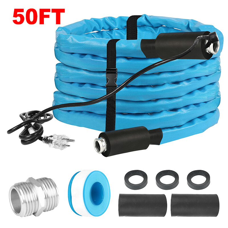 25/50FT Heated Water Hose for RV 40°F/C Antifreeze Drinking Garden