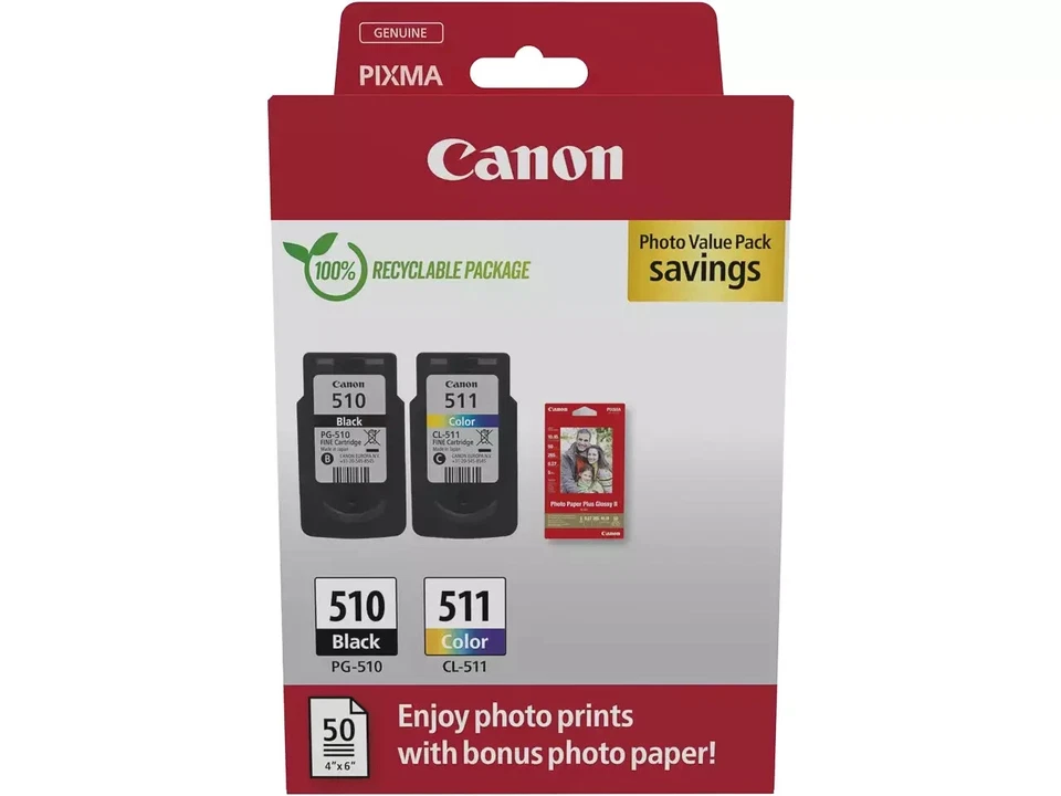 PACK de  2 CARTOUCHE s CANON PG-510 + CL-511 NOIR + COULEUR  / pg510 cl511noire  - Photo 1/2