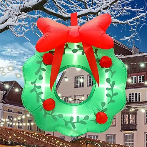 4 Ft Christmas Wreath LED Lighted Inflatables Outdoor Decorations Clearance  Sale