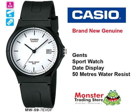 CASIO WATCH 50M WATER RESIST DATE MW59 MW-59-7EV 12-MONTH WARRANTY | eBay