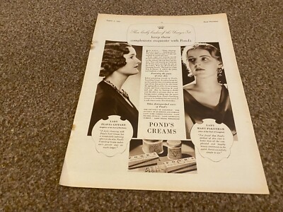 FTWB19 ADVERT 11X8 POND'S CREAMS. LADY MARY PAKENHAM. LADY FLAVIA GIFFARD