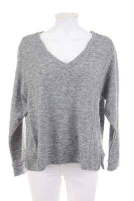 Bershka V-Neck Pullover Oversize Overcut Shoulder S grey shades