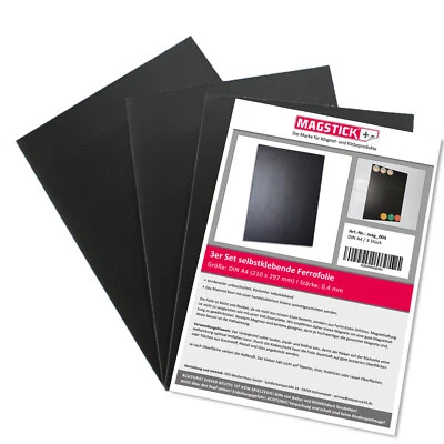 EASYDRUCK24DE 3er Set DIN A4 Ferrofolie selbstklebend Magstick® I mag_004