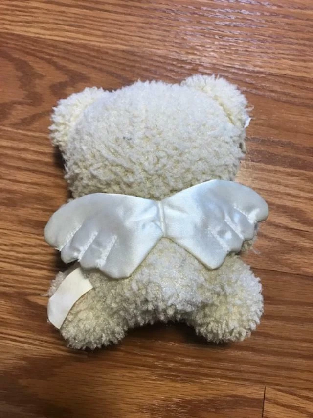 Rare Vtg Hello Kitty Blue Angel Keychain Harp Teddy Bear 2001 Sanrio