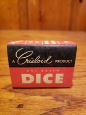 Box of 12 beautiful Vintage New old stock crisloid dice BLACK 5/8"