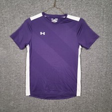 Under Armour FIxture HeatGear Soccer Jersey Purple White Youth Large Loose Fit