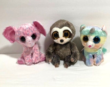 Ty Ellie Elephant TySilk Dangler Sloth TySilk Heather Cat Unicorn Plush Toy
