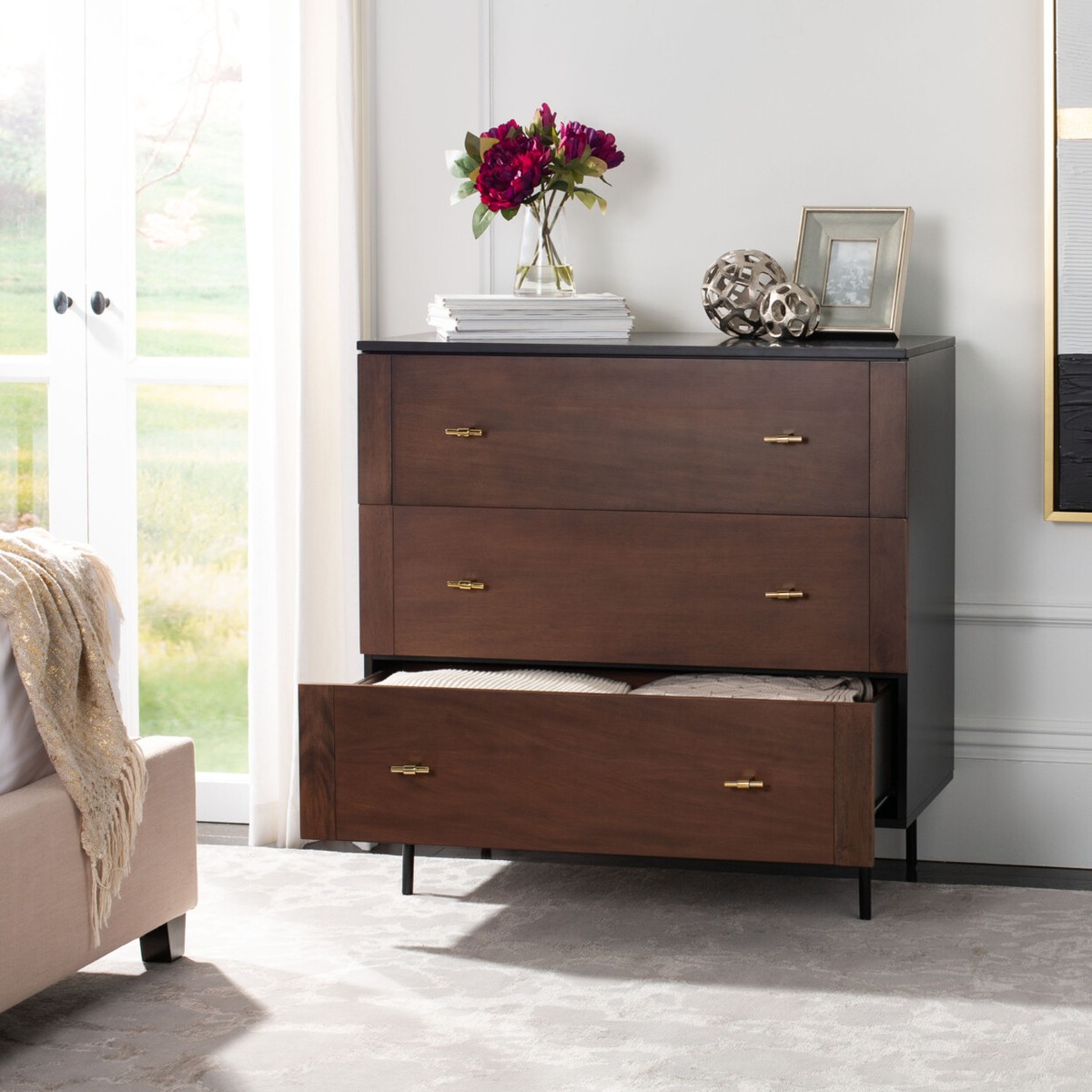 rochester parquet 3 drawer dresser brown rochester parquet 3 drawer dresser brown