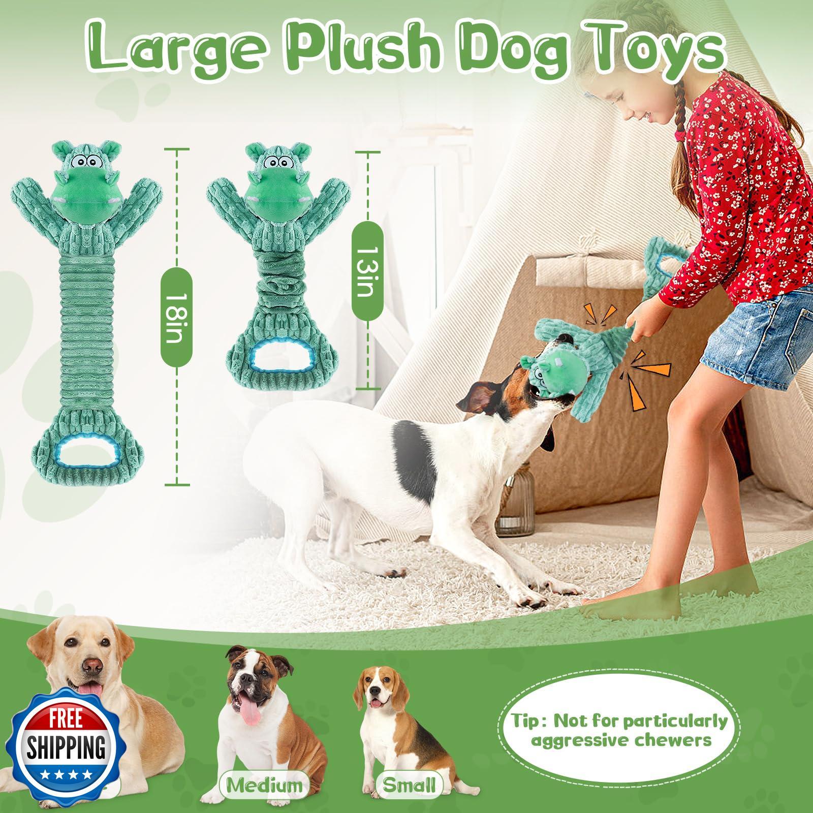Fuufome Dog Toy for Aggressive Chewers：Large Plush Dog Toys with Squeaker to 