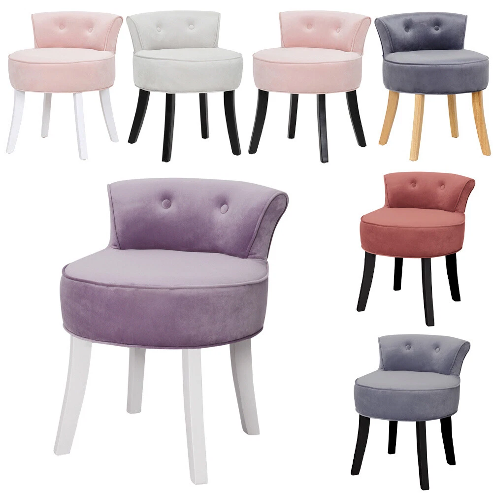 Padded Dressing Table Stool Velvet Vanity Chair Bedroom Living Room Side Chair