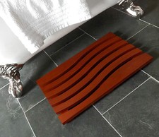 Wave Design Massiv Buche Holz Entenbrett Badezimmer Duschmatte - tiefes Mahagoni