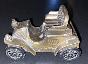 Vintage 1902 Metal Car Coin Bank 1970s Heavy- Parda Credit Union Advertisement