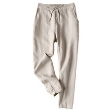 Lady Drawstring Elastic Waist Long Pants Tapered Capri Pocket Trousers New