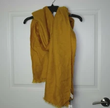 NWT Sole/Society Mustard Yellow Homespun Rectangle Scarf Short 1"  Fringe 32x78"