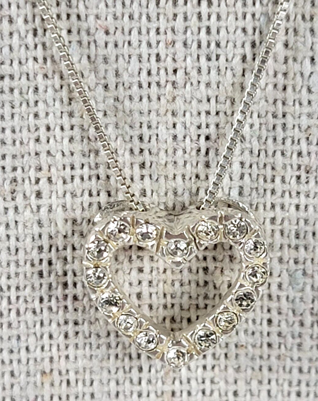 Sterling Silver Chain Solid White Gold Clear Crys… - image 2