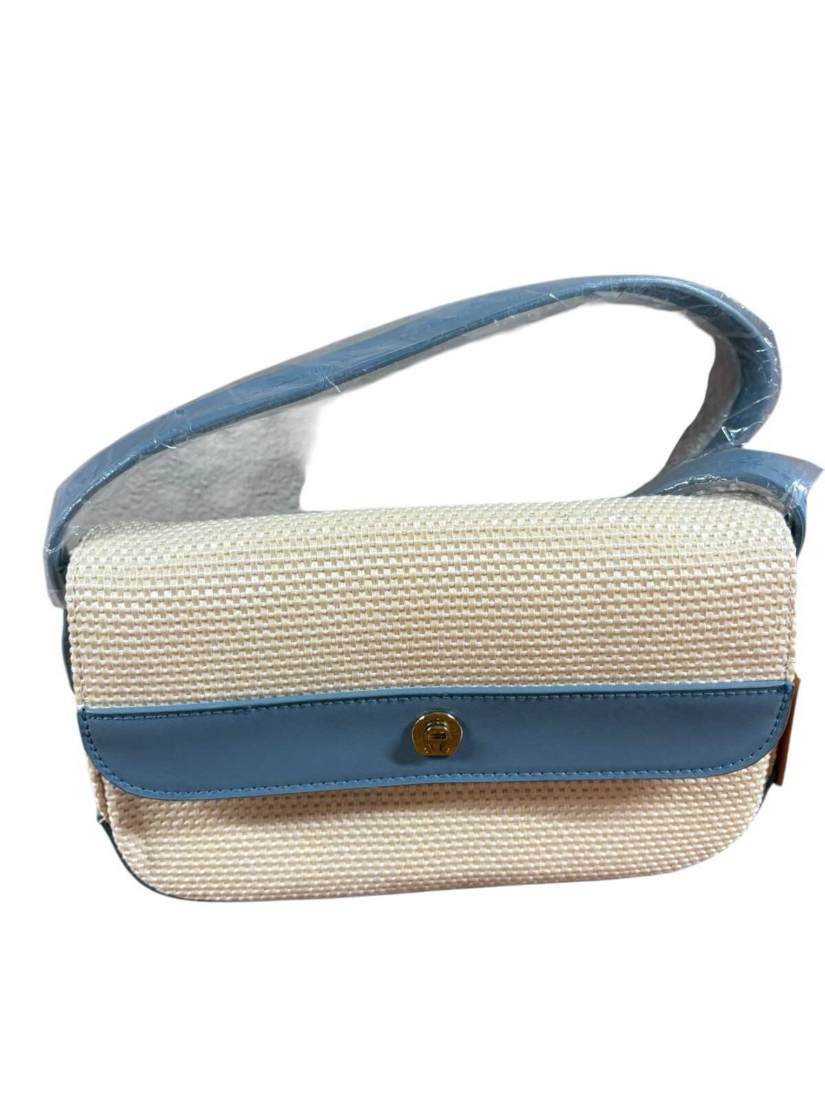 Etienne Aigner Purse Womens FabBlu  Cream Woven Hayday Mini Bag Summer Boho New