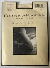 New DONNA KARAN 265 Sheer Satin Control Top Pantyhose Sz MEDIUM DK Shadow