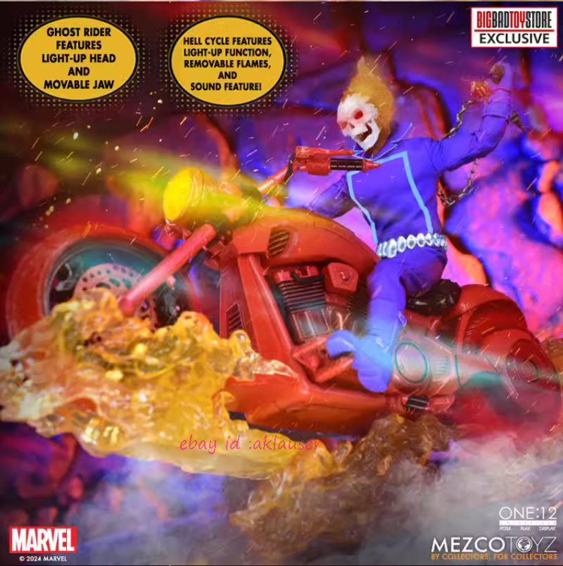 Mezco Toyz 1/12 Ghost Rider & Hell Cycle Bbts Exclusive Action