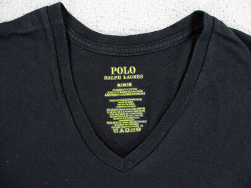 Polo Ralph Lauren Shirt medium Black Red Pony V Neck Tee Preppy Casual Cotton - Picture 3 of 9
