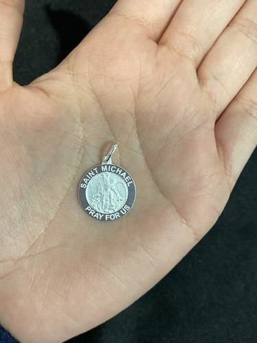 925 Sterling Silver Men's Womens St Michael Archangel San Miguel Medal Pendant - Picture 3 of 6