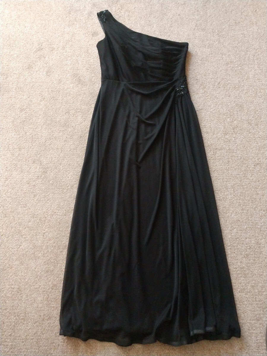 David's bridal black one shoulder brides maid dress size 14 | eBay