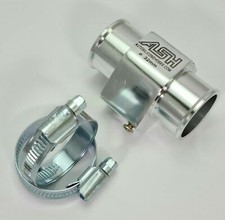 Silver Alloy Water Sensor Adaptor Temperature Gauge + Hose Clips 28mm to 40mm