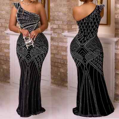 Elegant Party Dresses Wedding Rhinestones Prom Dress One Shoulder Crystal Gowns