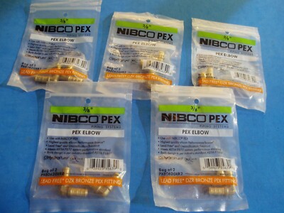 LOT OF TEN (FIVE 2-PACKS) NIBCO 3/8'' PEX ELBOW BRONZE - PX80620XR2