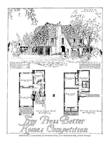 Hausdesignwettbewerbe - Buch 11 Zeichnungen - Detroit Kostenlose Presse - 1928 - Bild 11 von 12