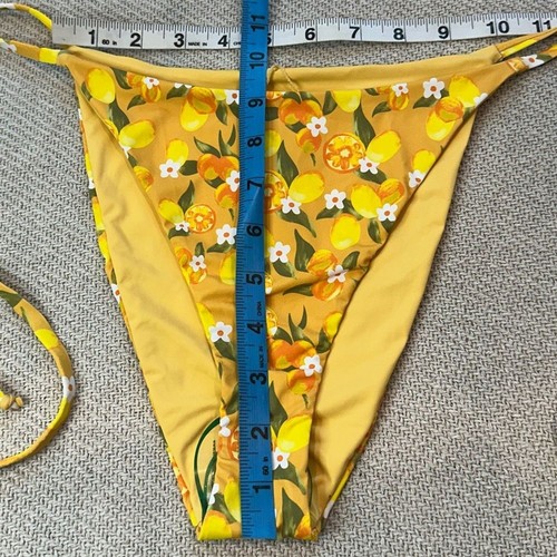 Parte inferior de bikini de natación Dippin Daisys talla mediana cuerda amarilla fruta limón - Imagen 2 de 7