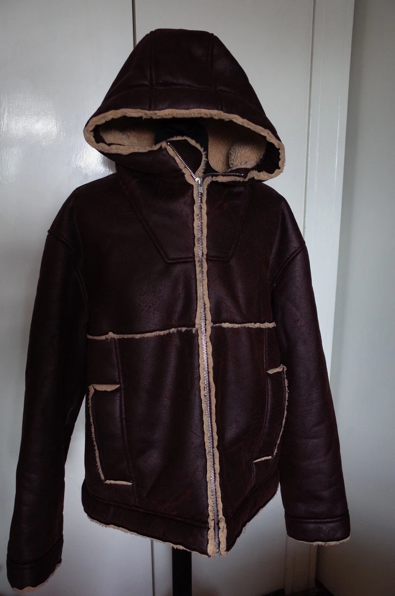 Supreme Faux Shearling Hooded Jacket Men's Size M Brick Colour | eBay