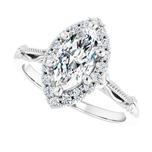 1 ct Marquise Cut D-VVS1 Moissanite Wedding Engagement Ring S925 Sterling Silver - Picture 3 of 12