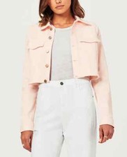 $198 Nwt Dl1961 Szm Shwan Cropped Boyfriend Raw Hem Stretch Denim Jacket Blush